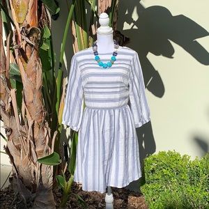 Blue, Dark Gray and White Stripes Dress